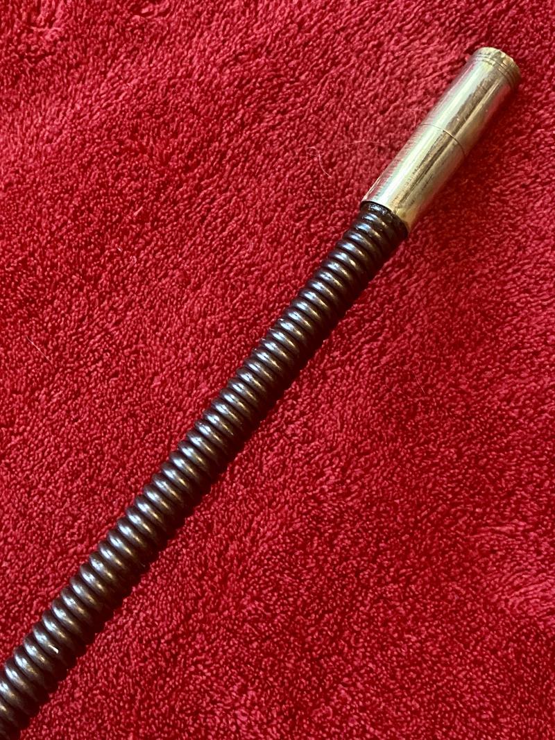 Rare Antique Lacquered Bamboo Crook Handled Walking Stick with Concealed Blackjack or Metal Truncheon c1900