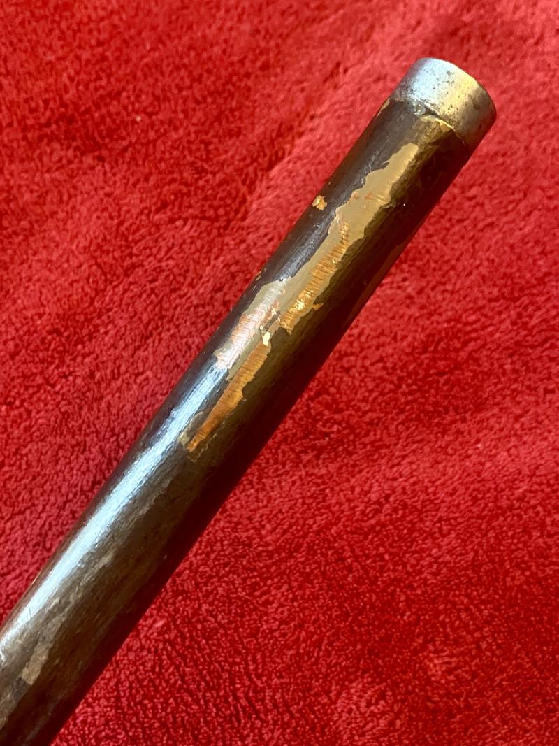 Rare Antique Lacquered Bamboo Crook Handled Walking Stick with Concealed Blackjack or Metal Truncheon c1900