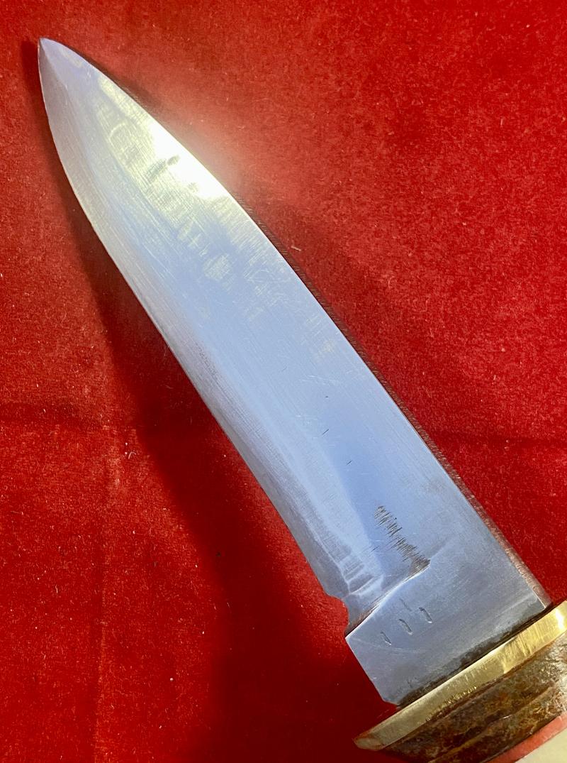 Handmade Hunting Knife with 5” Stainless Steel Fixed Blade, Leather and Bone Grip and Custom made Leather Sheath