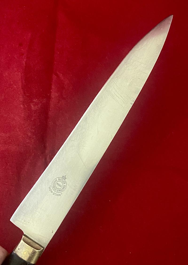 Antique Carving Knife with 8” “Non Stain” Blade and Dark Rosewood Grip by George Butler of Sheffield c1920