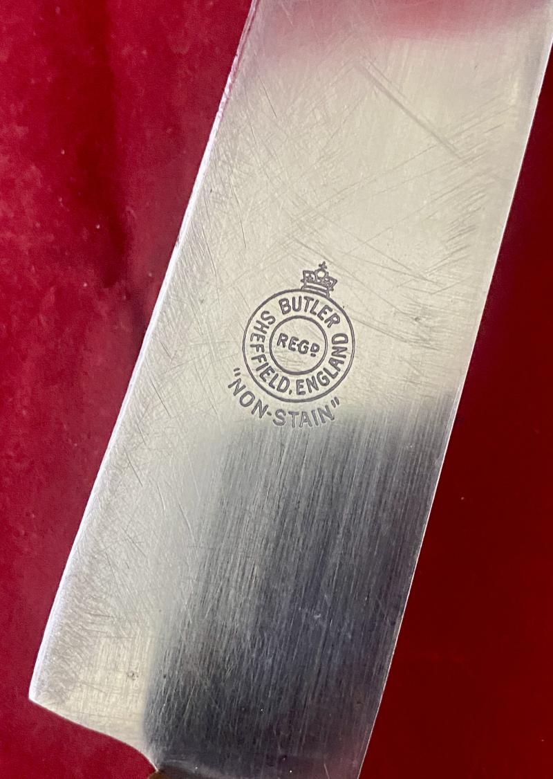 Antique Carving Knife with 8” “Non Stain” Blade and Dark Rosewood Grip by George Butler of Sheffield c1920
