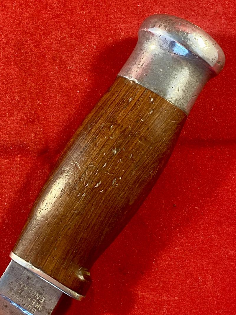 Vintage Hunting “WOODCRAFT” Knife by Wade & Butcher with 4” Blade and Custom made Leather Pocket Sheath