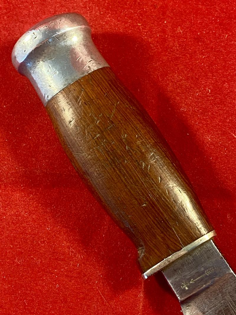 Vintage Hunting “WOODCRAFT” Knife by Wade & Butcher with 4” Blade and Custom made Leather Pocket Sheath