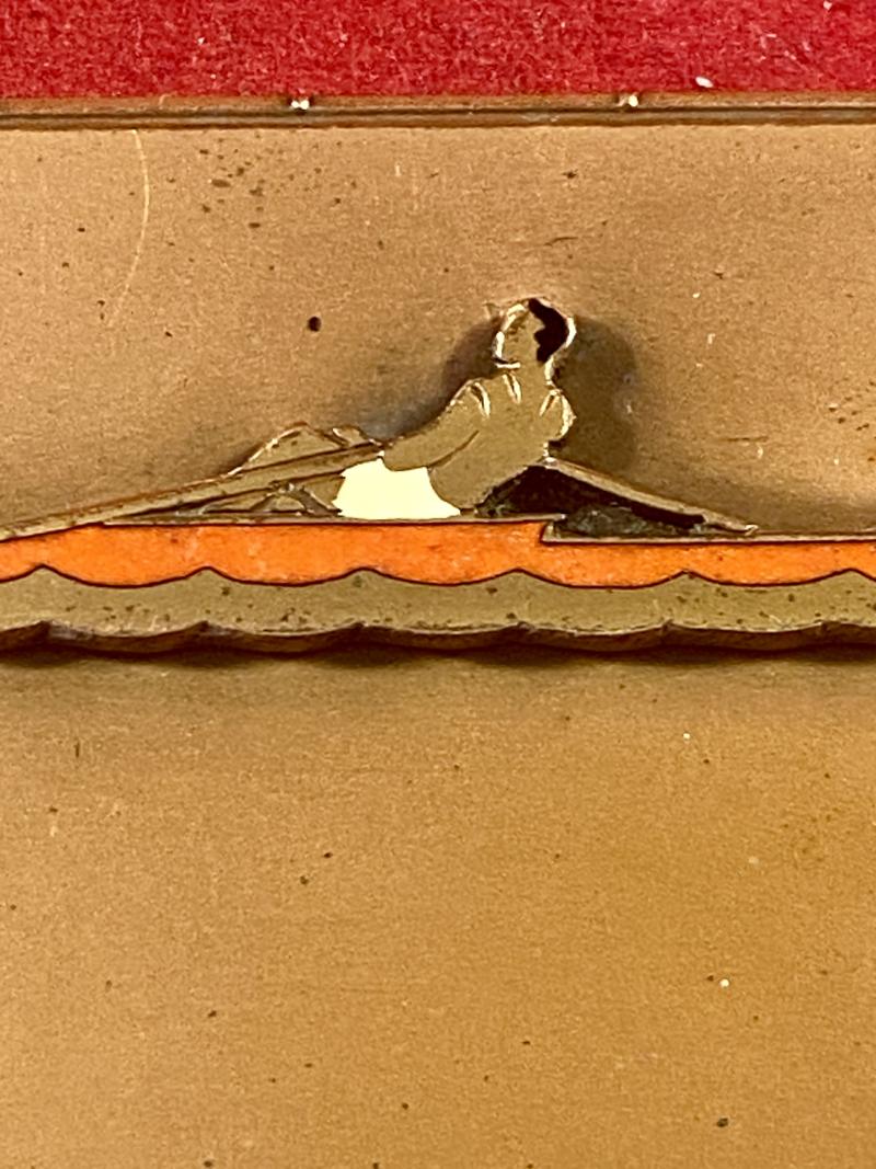 Impressive Small Unused Vintage Copper and Enamel Rowing Award Plaque