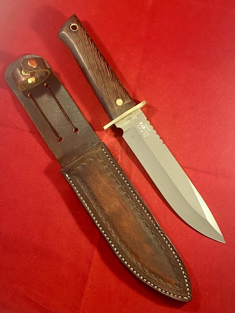 Unique Mint Zero Tolerance 0006 Fixed Blad Survival Knife S/no. 1542 with 6.5” Blade and Custom made Wooden Grip and Leather Sheath