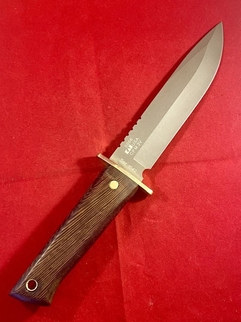 Unique Mint Zero Tolerance 0006 Fixed Blad Survival Knife S/no. 1542 with 6.5” Blade and Custom made Wooden Grip and Leather Sheath