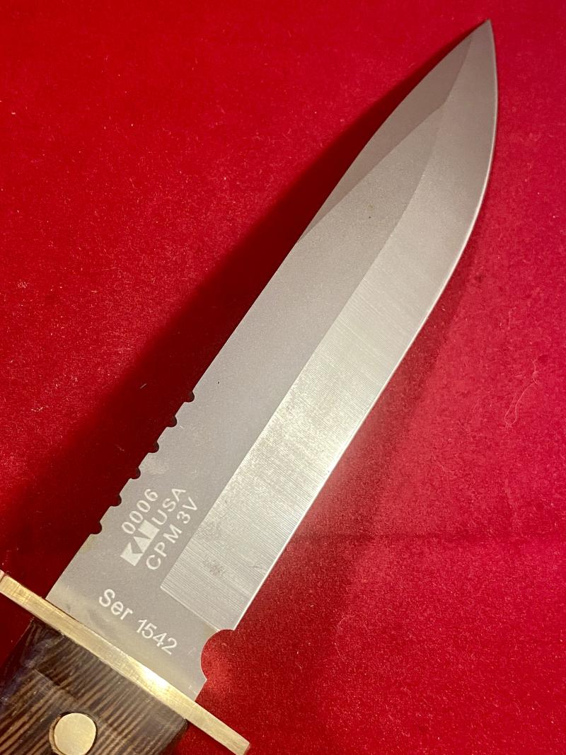 Unique Mint Zero Tolerance 0006 Fixed Blad Survival Knife S/no. 1542 with 6.5” Blade and Custom made Wooden Grip and Leather Sheath