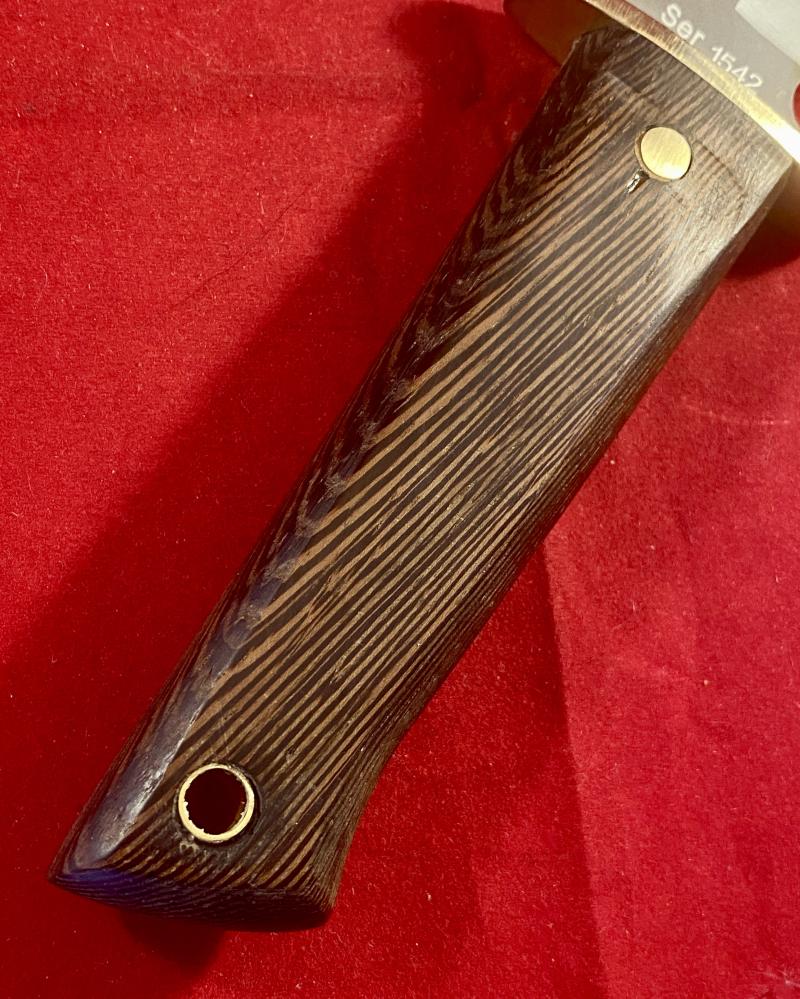 Unique Mint Zero Tolerance 0006 Fixed Blad Survival Knife S/no. 1542 with 6.5” Blade and Custom made Wooden Grip and Leather Sheath