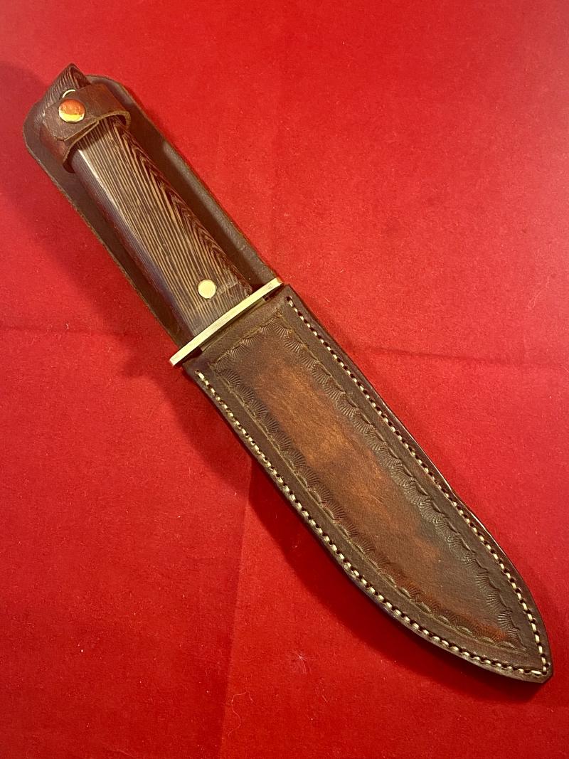 Unique Mint Zero Tolerance 0006 Fixed Blad Survival Knife S/no. 1542 with 6.5” Blade and Custom made Wooden Grip and Leather Sheath