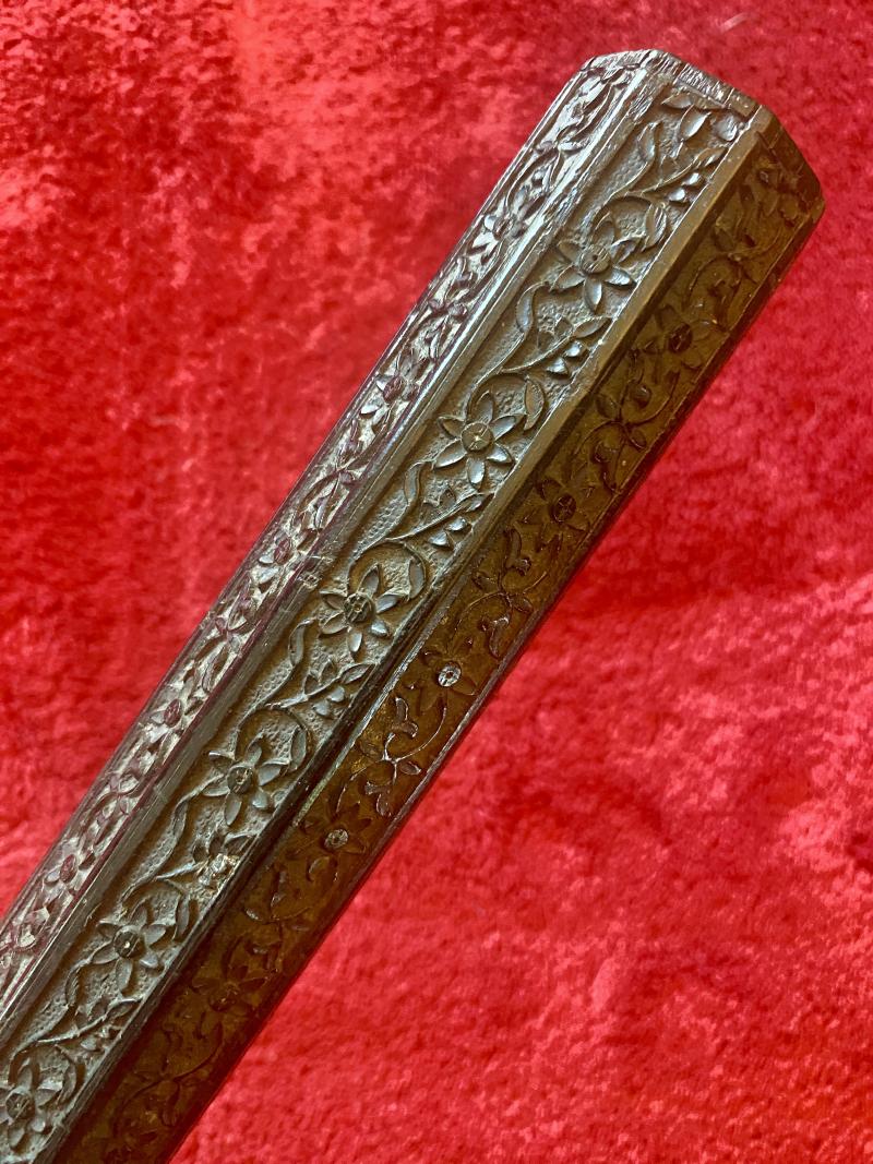 Rare 19th Century 18” Anglo-Indian Carved Ebony Scholar's Wrist Rest