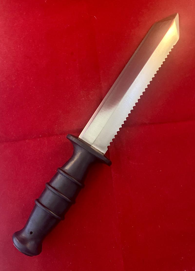 Royal Navy Divers Knife N.S. No. 4220-99-523-9744 by John Nowill & Sons Ltd with Black Plastic Sheath c1970