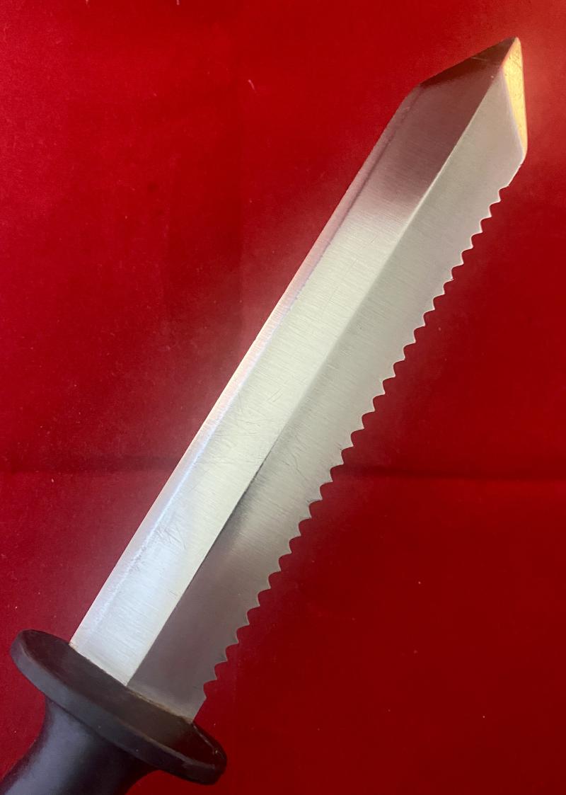 Royal Navy Divers Knife N.S. No. 4220-99-523-9744 by John Nowill & Sons Ltd with Black Plastic Sheath c1970
