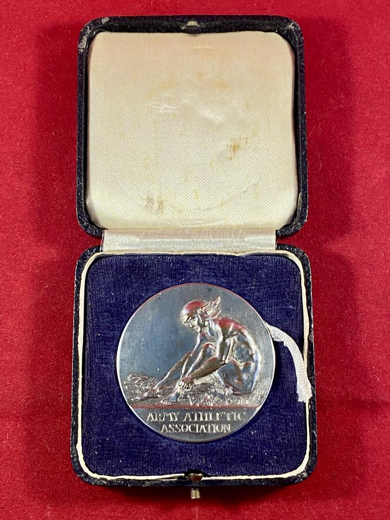 Cased Army Athletic Association Silver Plated Medallion Awarded for Army Boys Cross Country Championships “A” – Winner J/RFN. R. STEWARD 1960