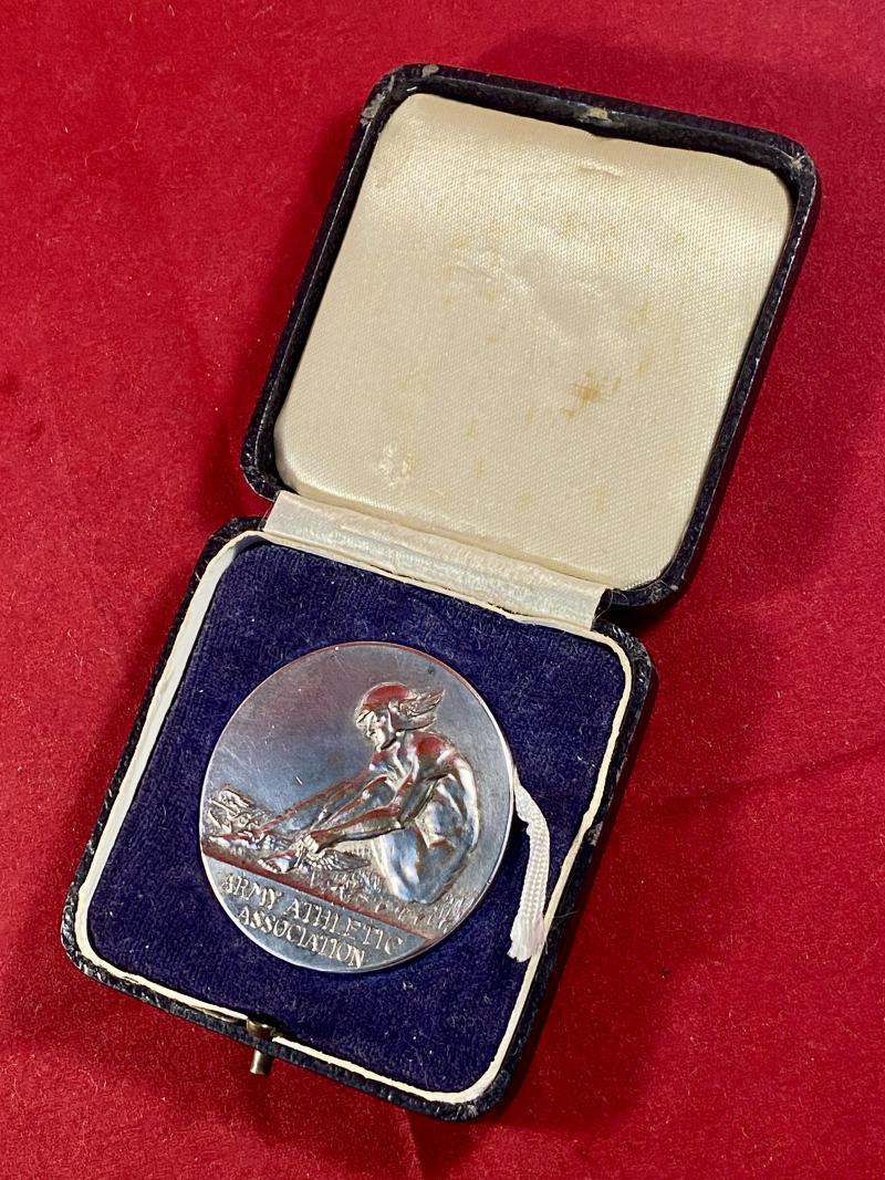 Cased Army Athletic Association Silver Plated Medallion Awarded for Army Boys Cross Country Championships “A” – Winner J/RFN. R. STEWARD 1960