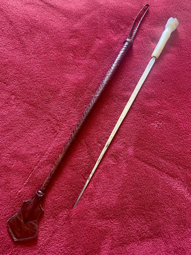 Fine Antique Horn Handled Ridding Crop with Concealed Blade – Short Sword Stick