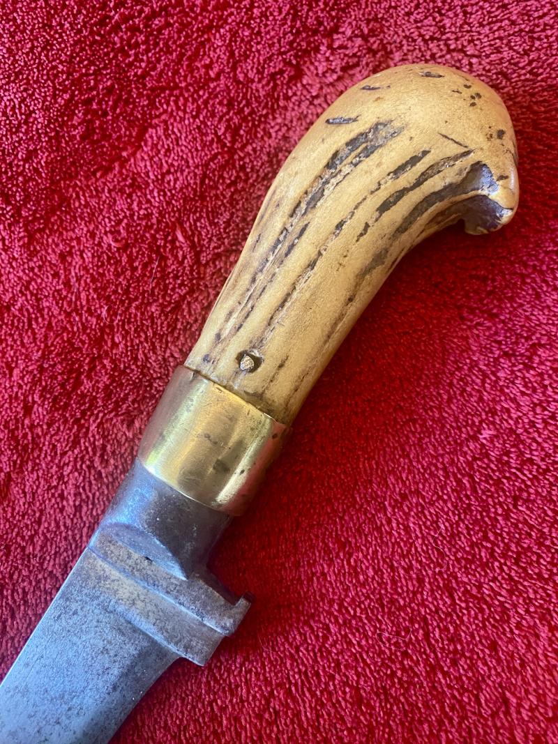 19th Century Afghan Salawar Short Sword 'Khyber Knife' with 15” Blade and Antler Horn Grip