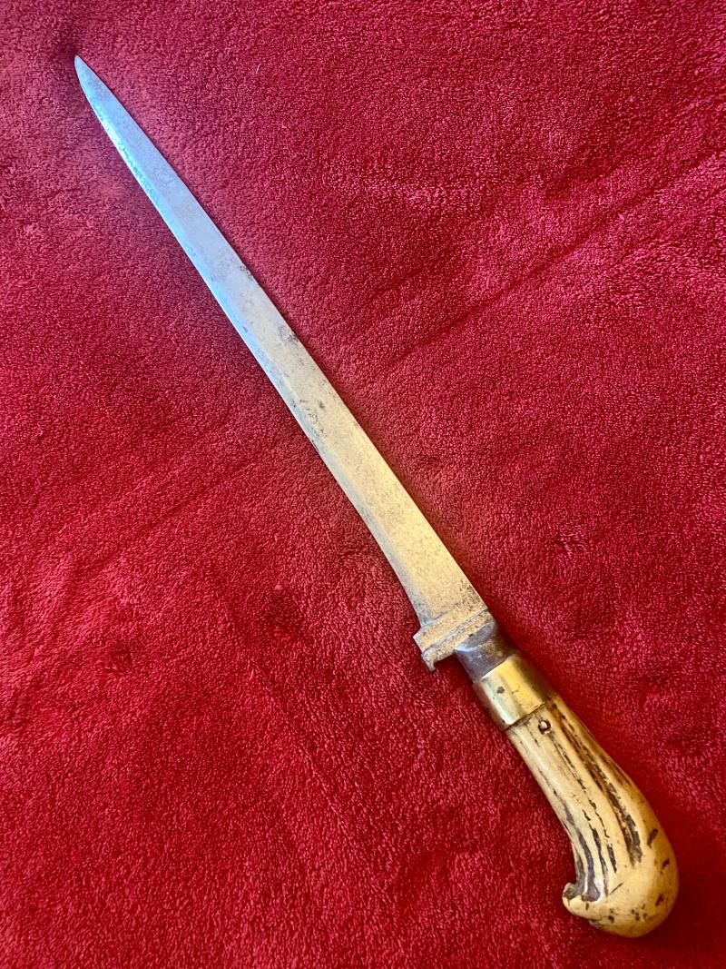 19th Century Afghan Salawar Short Sword 'Khyber Knife' with 15” Blade and Antler Horn Grip
