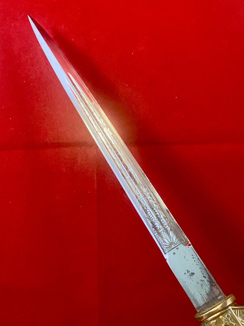 Fine WW2 German Navy Officers Kriegsmarine Dagger by Carl Eickhorn with Etched Blade c1941