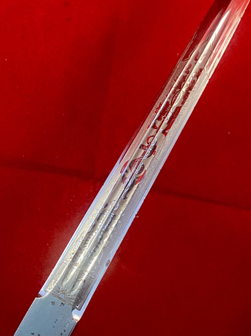 Fine WW2 German Navy Officers Kriegsmarine Dagger by Carl Eickhorn with Etched Blade c1941