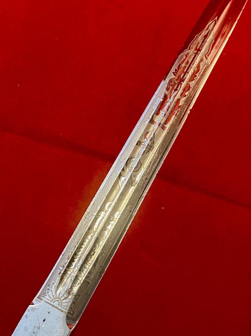 Fine WW2 German Navy Officers Kriegsmarine Dagger by Carl Eickhorn with Etched Blade c1941