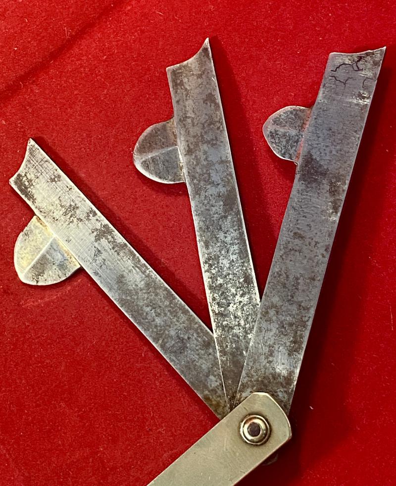 Fine Antique Three Fan Bladed Medical Bloodletting Fleam with Brass Grip Engraved with Initials JK