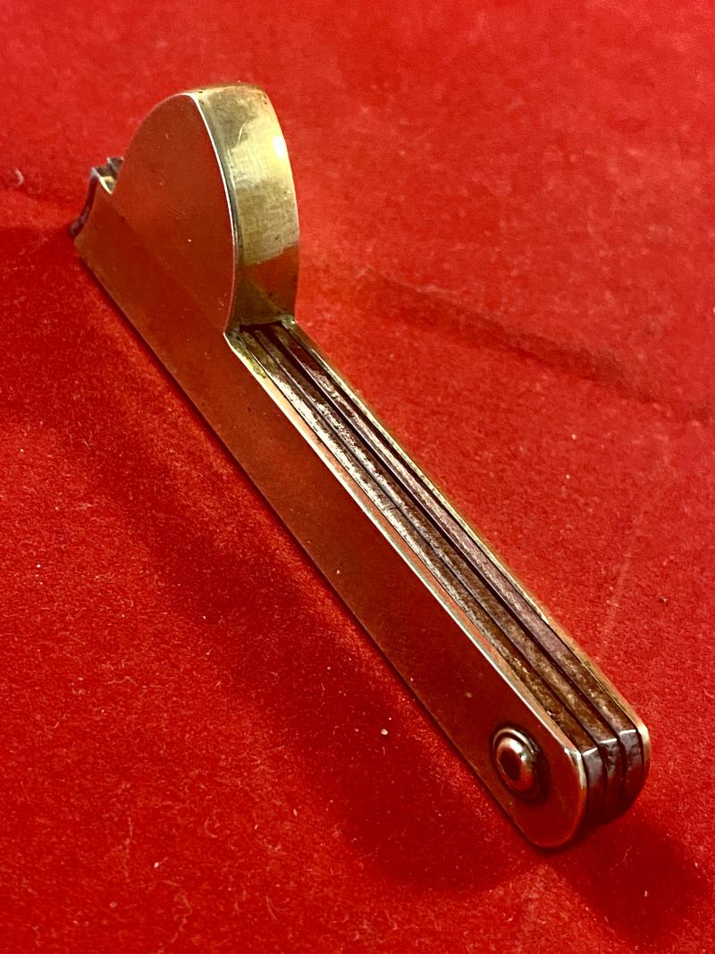Fine Antique Three Fan Bladed Medical Bloodletting Fleam with Brass Grip Engraved with Initials JK