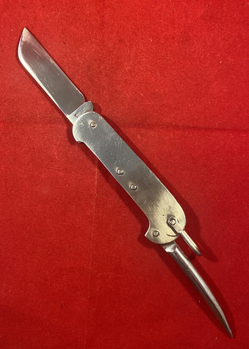 Vintage Folding Two-Piece Stainless Steel “Yachtmaster” Knife with Marlin Spike by J. Nowill & Sons Sheffield