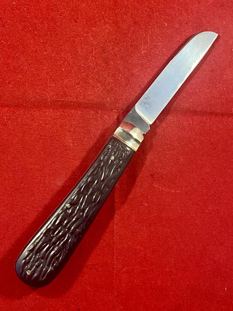 Vintage “VENTURE” 3” Lambsfoot Bolstered Pocket Knife with Black Composite Stag Grip by H.M. SLATER Sheffield