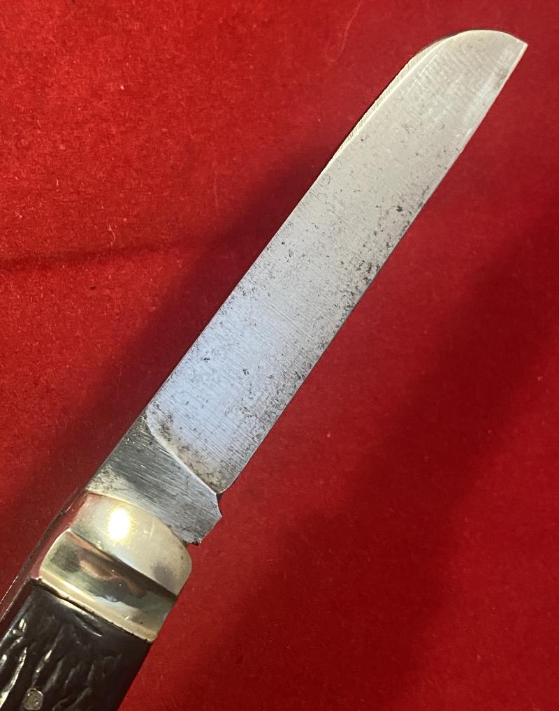 Vintage “VENTURE” 3” Lambsfoot Bolstered Pocket Knife with Black Composite Stag Grip by H.M. SLATER Sheffield