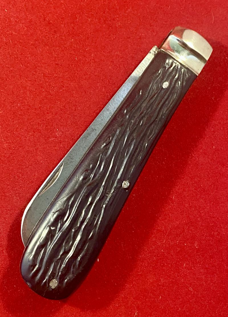 Vintage “VENTURE” 3” Lambsfoot Bolstered Pocket Knife with Black Composite Stag Grip by H.M. SLATER Sheffield