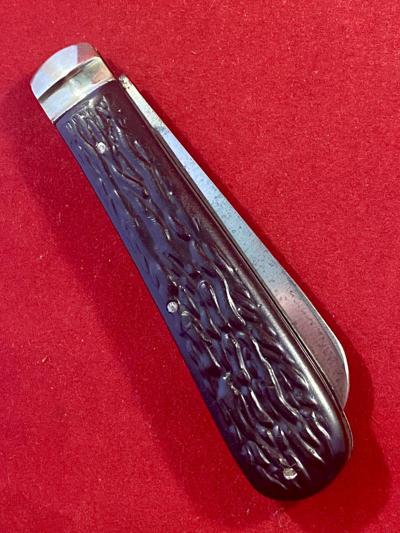 Vintage “VENTURE” 3” Lambsfoot Bolstered Pocket Knife with Black Composite Stag Grip by H.M. SLATER Sheffield