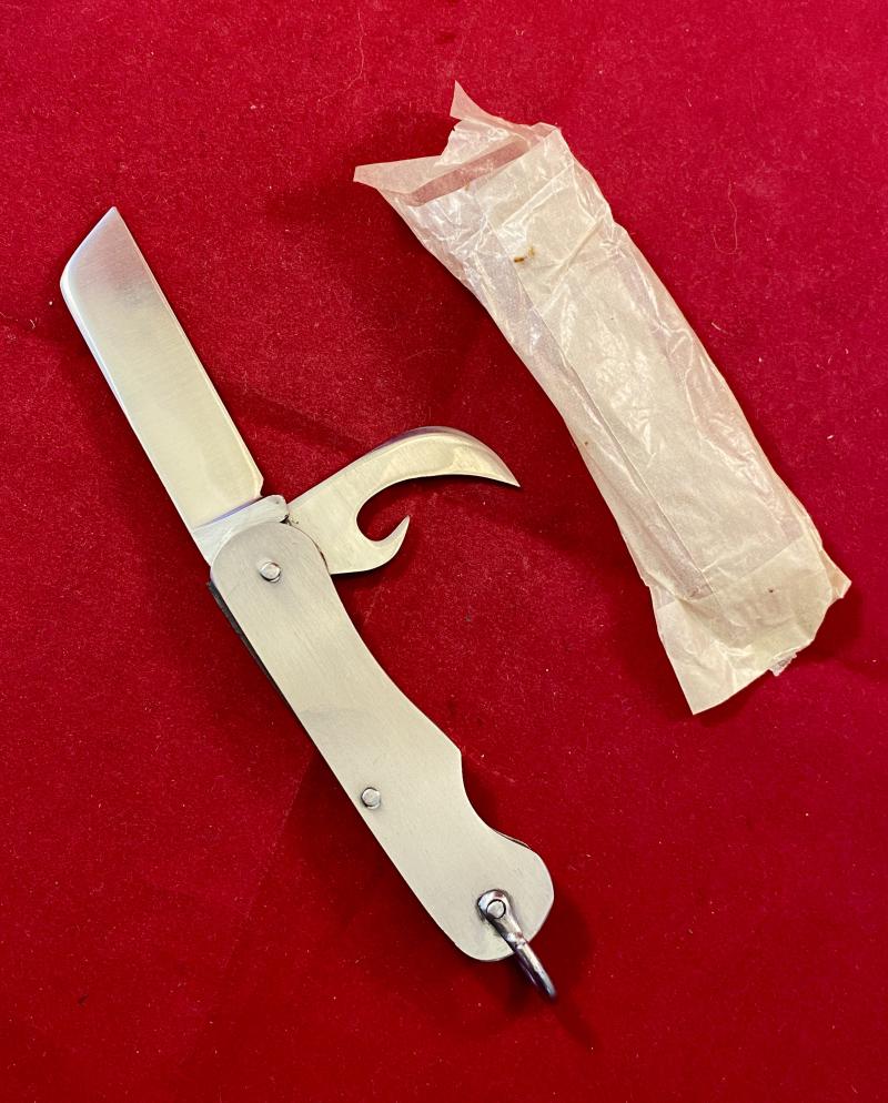 Mint Unused British Army Folding Two-Piece Stainless Steel Clasp or Jack Knife Dated 1952 with Original Waxed Paper Wrapping