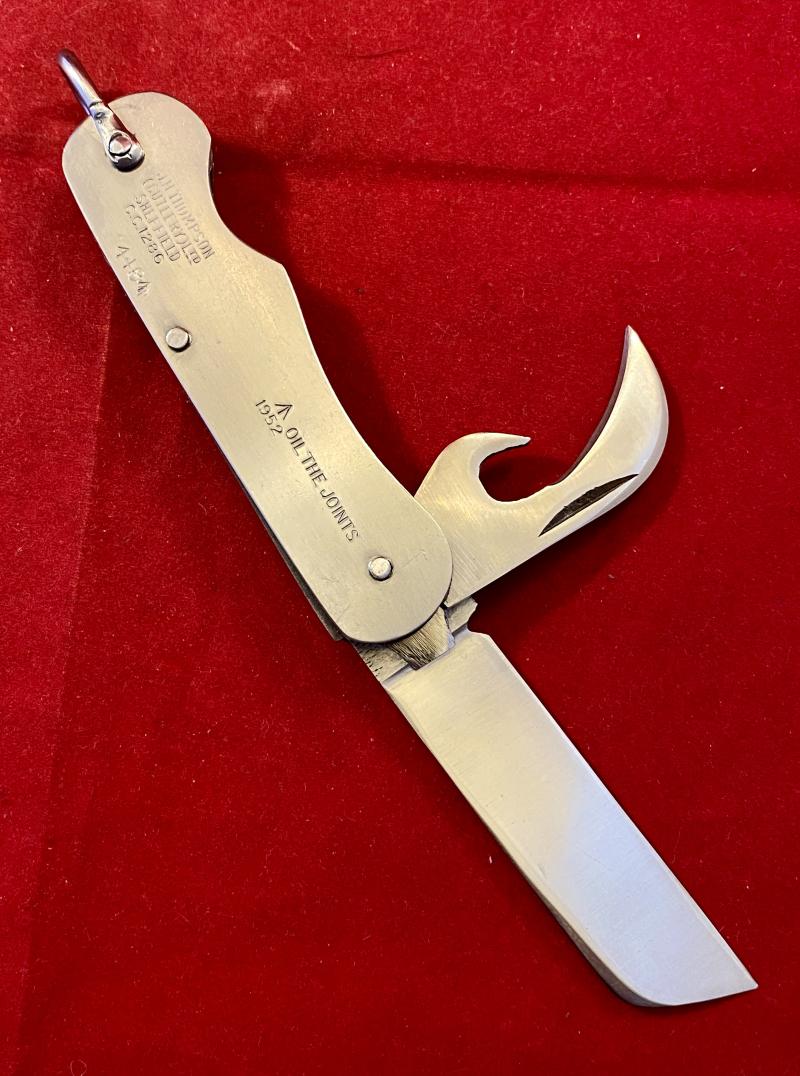Mint Unused British Army Folding Two-Piece Stainless Steel Clasp or Jack Knife Dated 1952 with Original Waxed Paper Wrapping