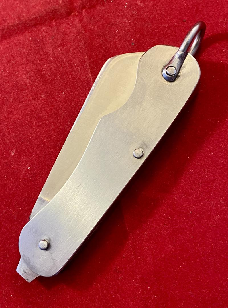 Mint Unused British Army Folding Two-Piece Stainless Steel Clasp or Jack Knife Dated 1952 with Original Waxed Paper Wrapping