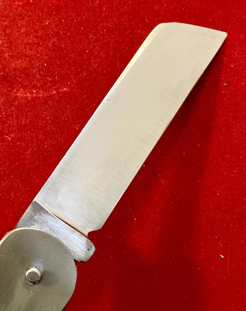 Mint Unused British Army Folding Two-Piece Stainless Steel Clasp or Jack Knife Dated 1952 with Original Waxed Paper Wrapping