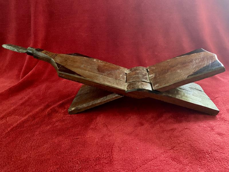 African Wood Carved and Patterned Coconut Grater “Mbuzi” Zaramo People Tanzania