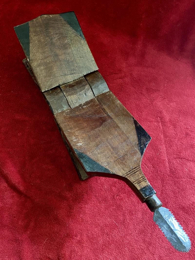 African Wood Carved and Patterned Coconut Grater “Mbuzi” Zaramo People Tanzania