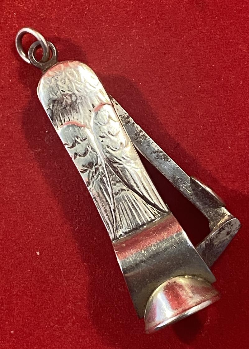 Victorian Silver Owl Cheroot Cutter with Glass Eyes c1890