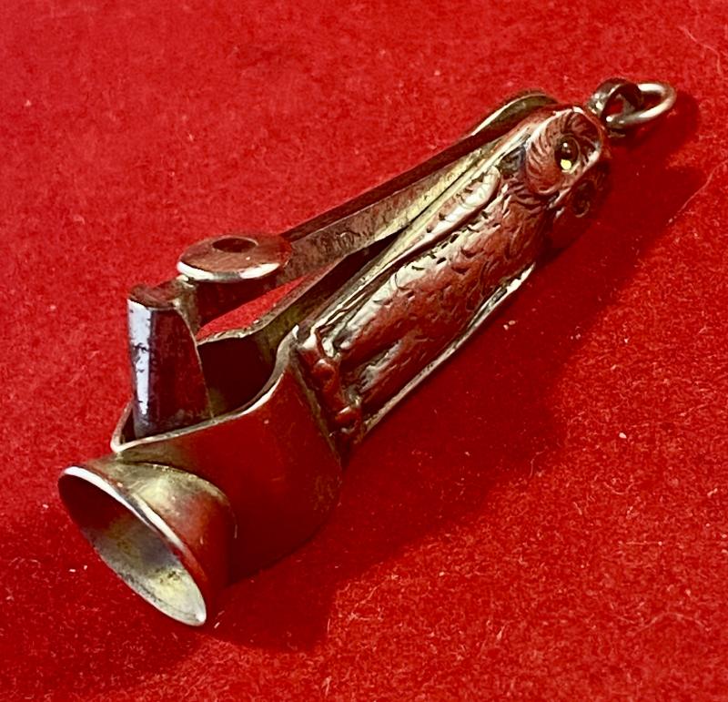 Victorian Silver Owl Cheroot Cutter with Glass Eyes c1890