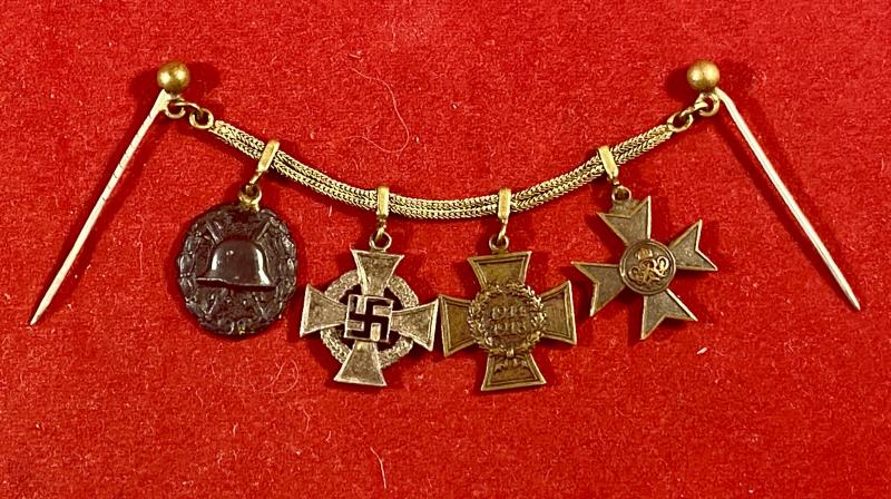 Impressive German Gentleman’s Miniature Medal Chain “Frackkette” with Four Medals