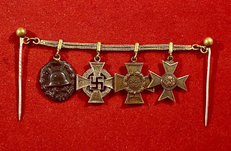 Impressive German Gentleman’s Miniature Medal Chain “Frackkette” with Four Medals