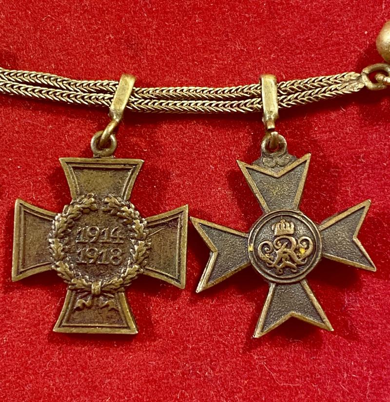 Impressive German Gentleman’s Miniature Medal Chain “Frackkette” with Four Medals