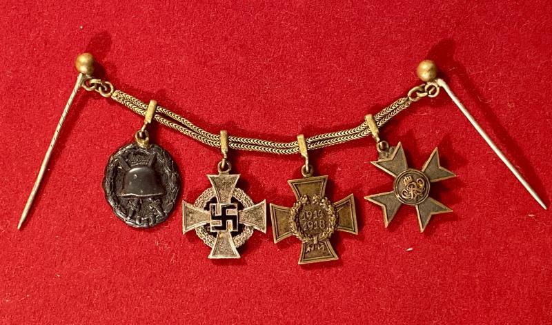 Impressive German Gentleman’s Miniature Medal Chain “Frackkette” with Four Medals