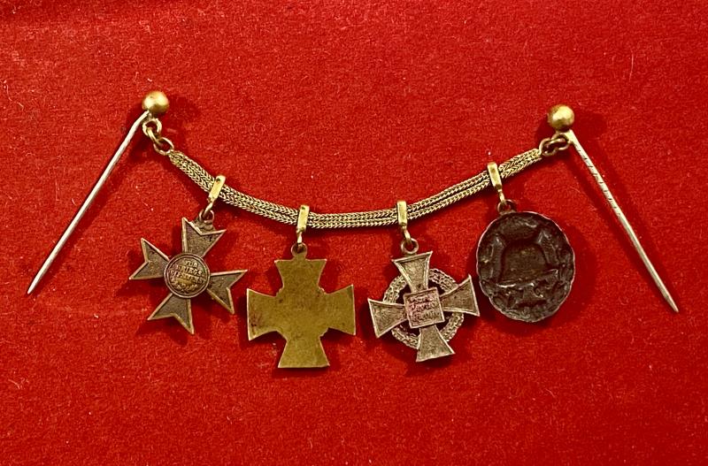 Impressive German Gentleman’s Miniature Medal Chain “Frackkette” with Four Medals