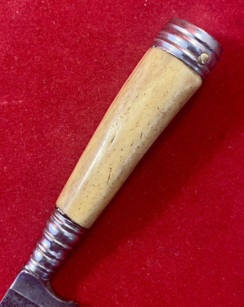 Vintage Miniature German Boot Knife with Horn Grip and Original Leather Sheath