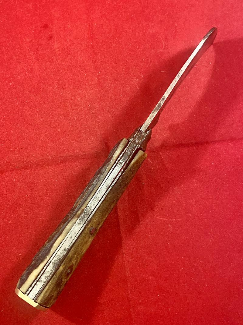 Antique Pruning Knife with Hawksbill Blade and Stag Antler Grip by SAYNOR c1890