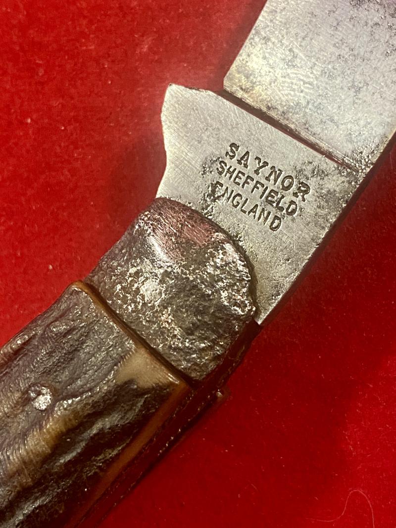 Antique Pruning Knife with Hawksbill Blade and Stag Antler Grip by SAYNOR c1890