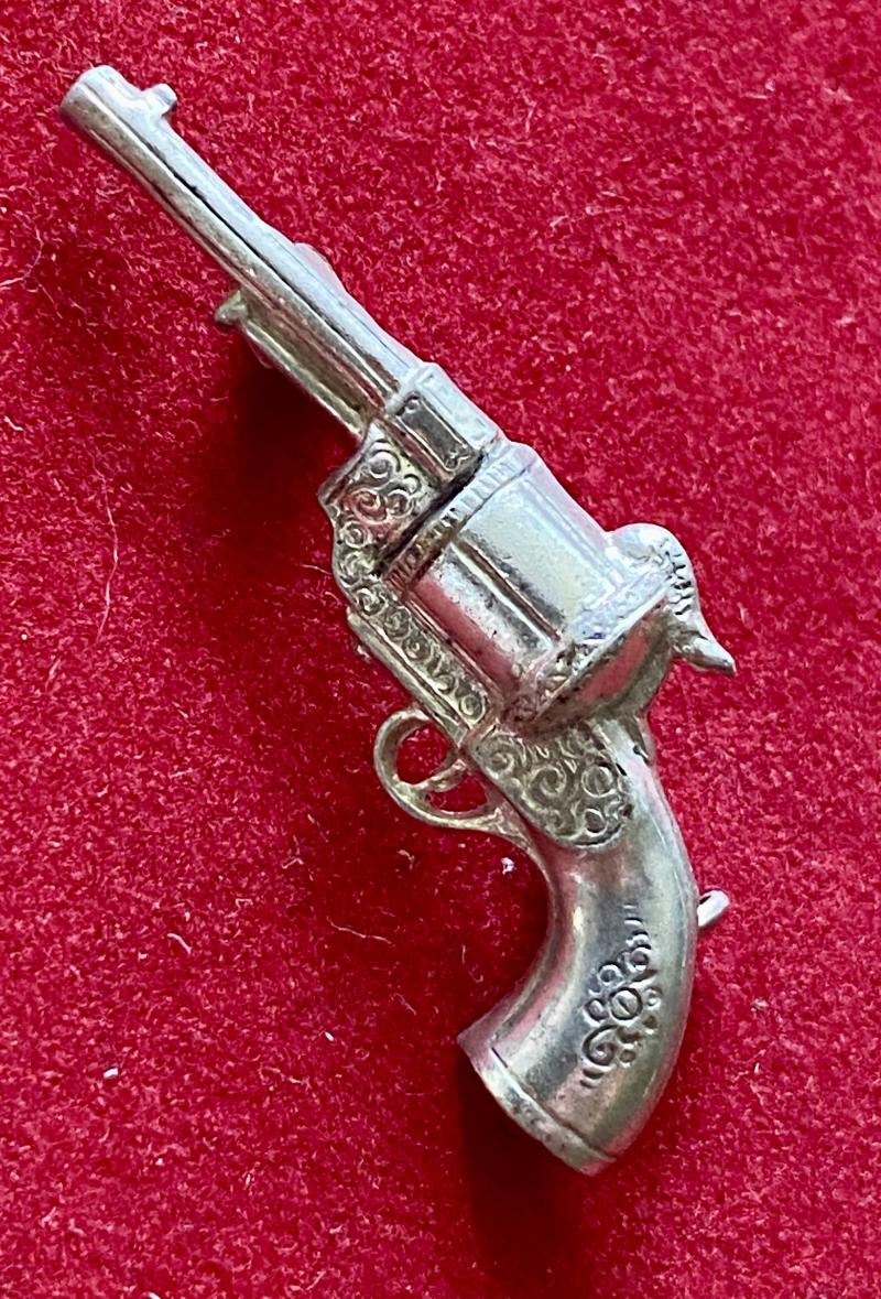 Vintage White Metal Revolver Brooch