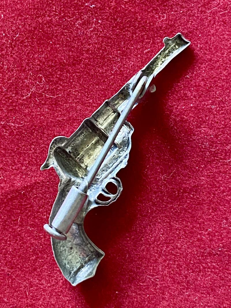 Vintage White Metal Revolver Brooch