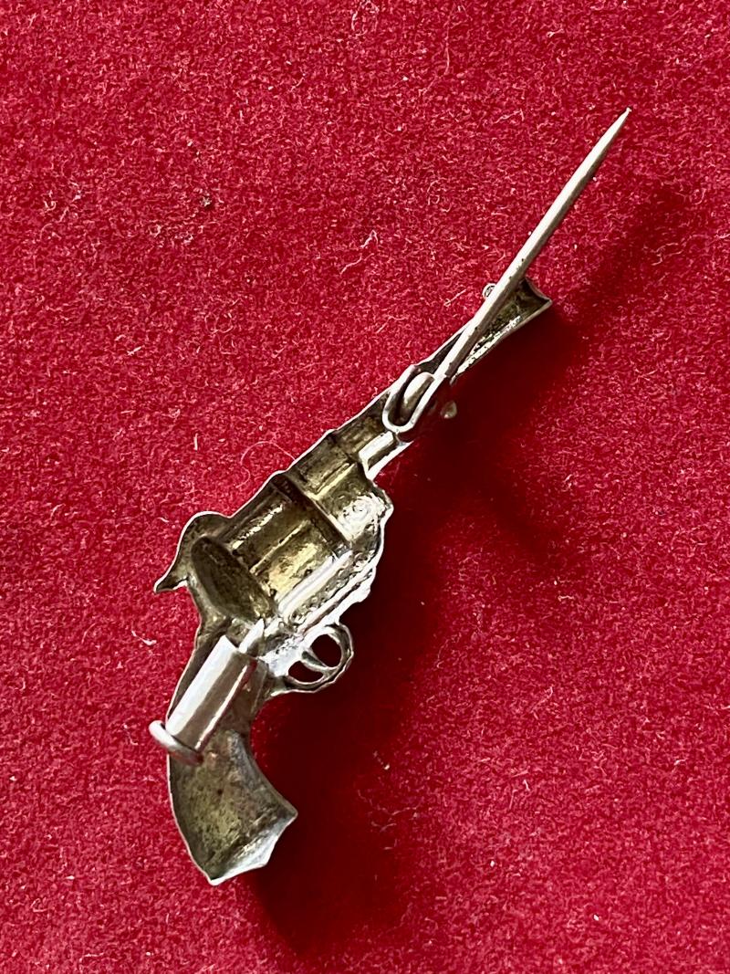Vintage White Metal Revolver Brooch
